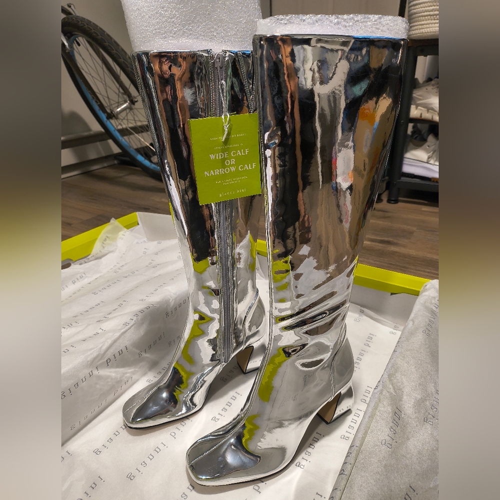 Gianni Bini Metallic Silver Heeled Boots